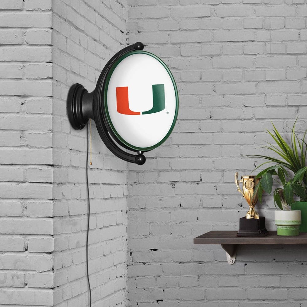 Miami Hurricanes Original Oval Rotating Lighted Wall Sign - The Fan-Brand
