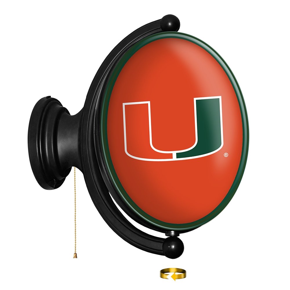 Miami Hurricanes Original Oval Rotating Lighted Wall Sign - The Fan-Brand