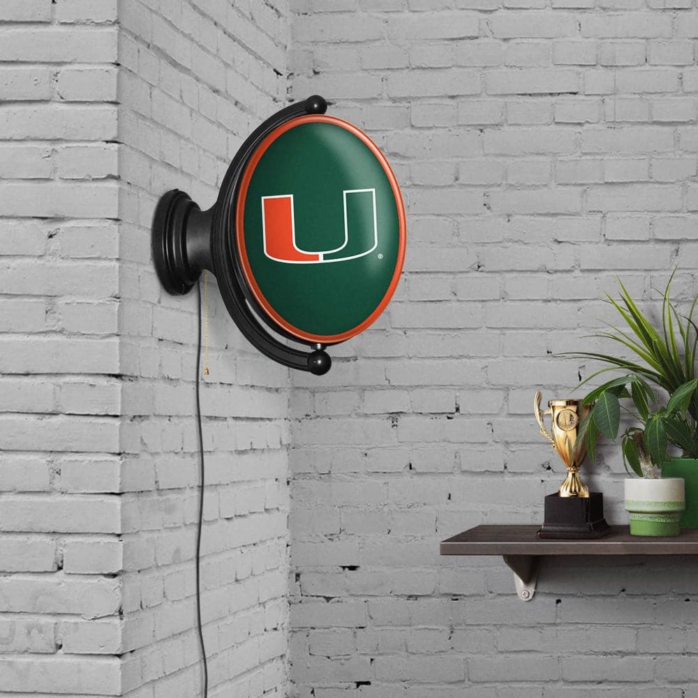 Miami Hurricanes Original Oval Rotating Lighted Wall Sign - The Fan-Brand