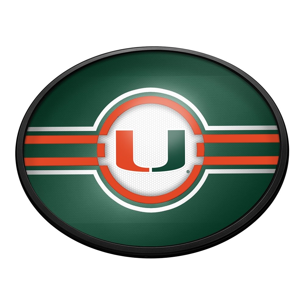 Miami Hurricanes Oval Slimline Lighted Wall Sign - The Fan-Brand