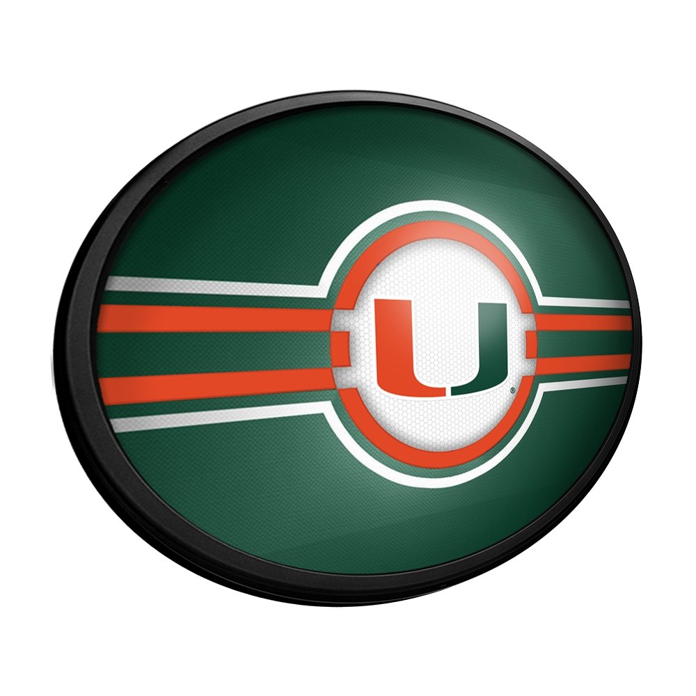 Miami Hurricanes Oval Slimline Lighted Wall Sign - The Fan-Brand