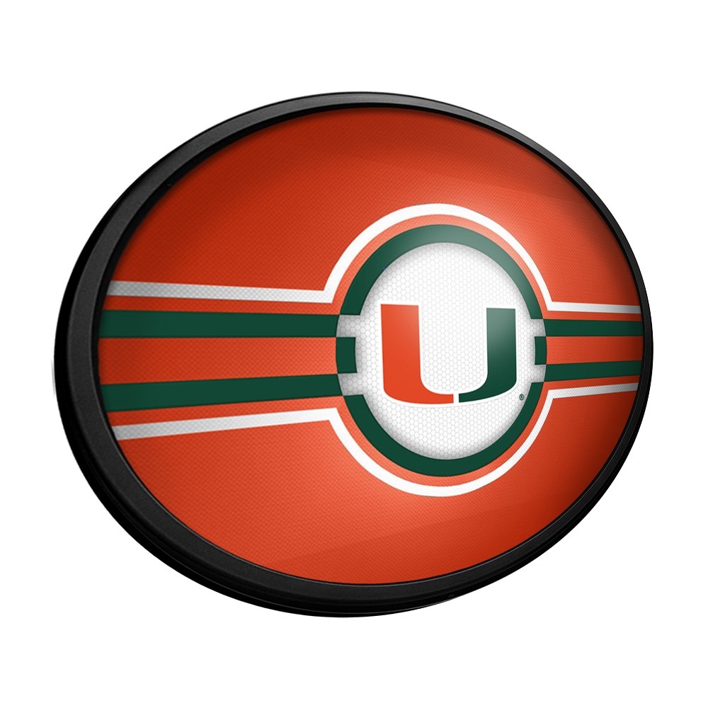 Miami Hurricanes Oval Slimline Lighted Wall Sign - The Fan-Brand