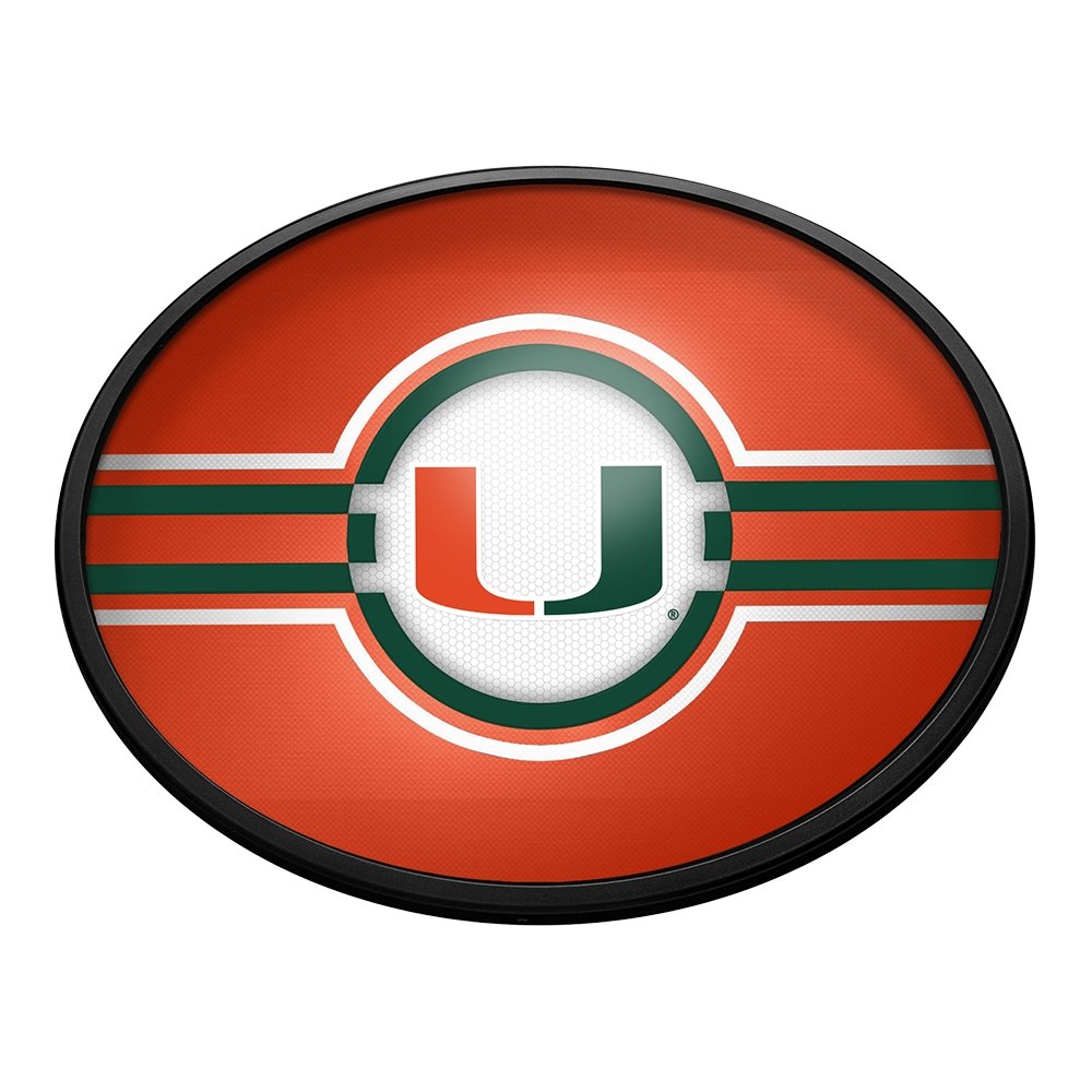 Miami Hurricanes Oval Slimline Lighted Wall Sign - The Fan-Brand