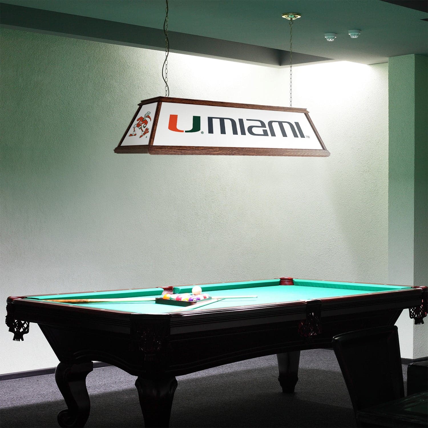 Miami Hurricanes Premium Wood Pool Table Light - The Fan-Brand
