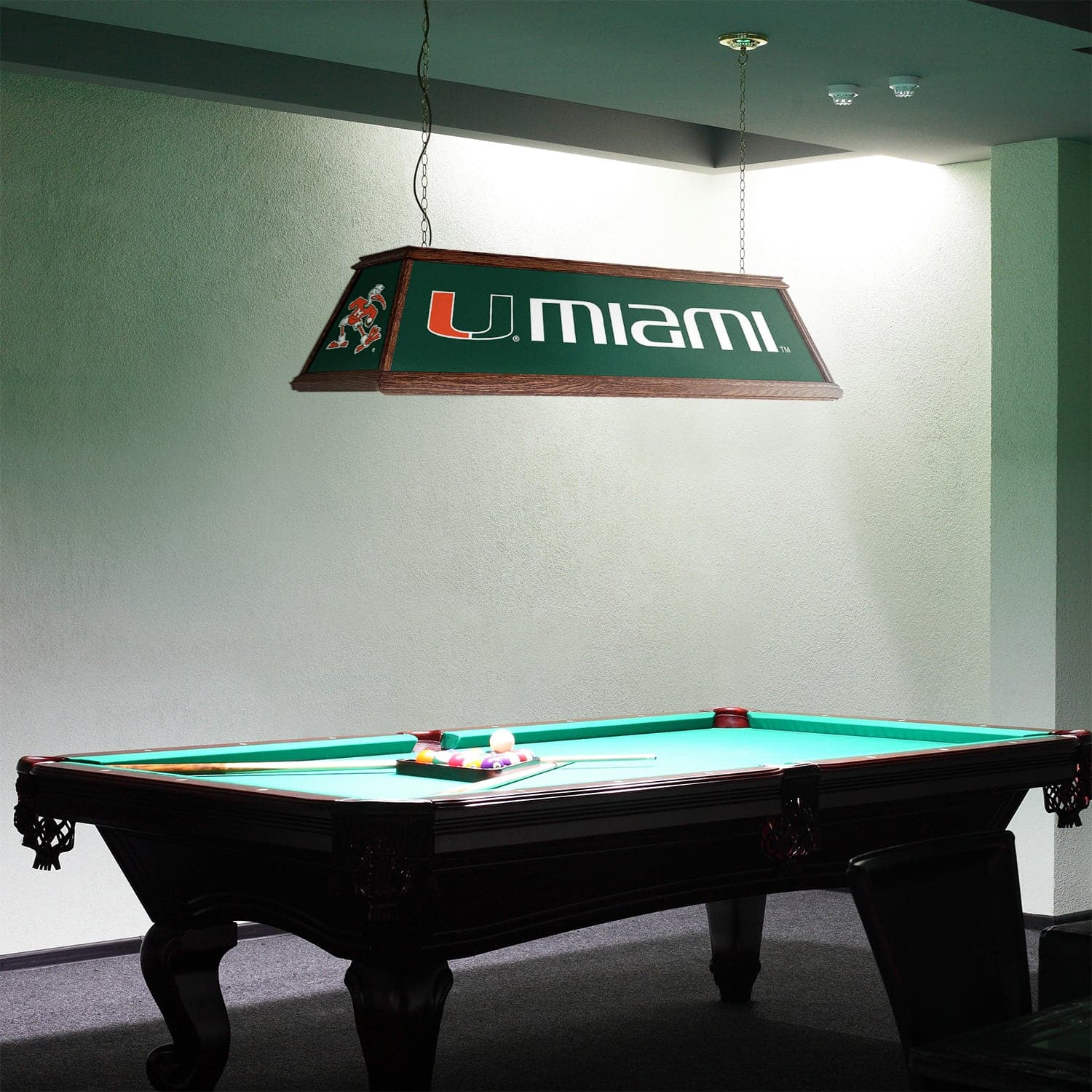Miami Hurricanes Premium Wood Pool Table Light - The Fan-Brand