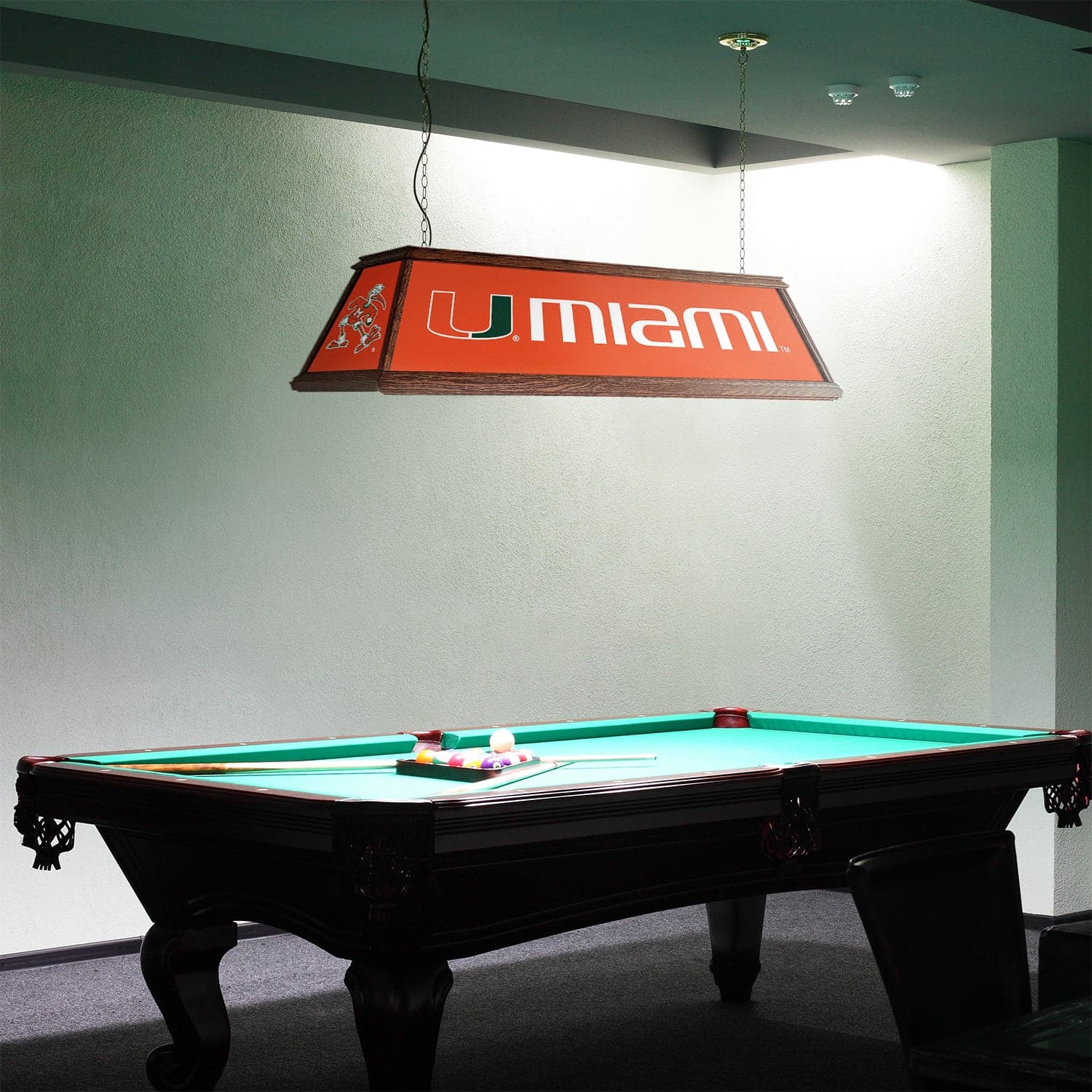Miami Hurricanes Premium Wood Pool Table Light - The Fan-Brand