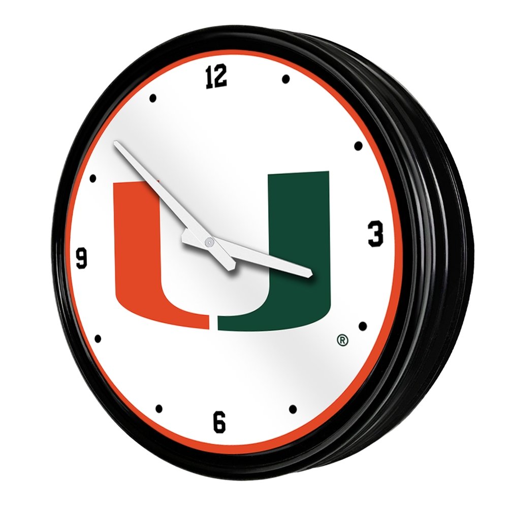 Miami Hurricanes Retro Lighted Wall Clock - The Fan-Brand