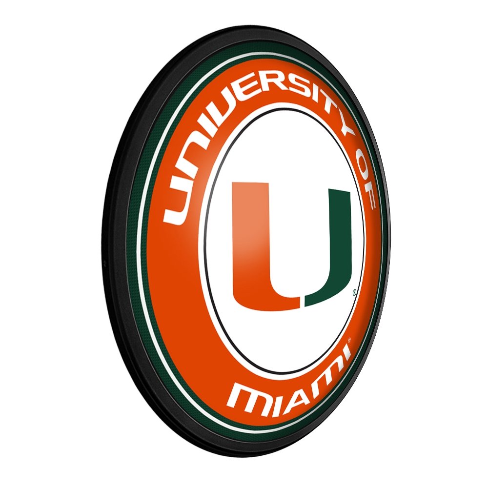 Miami Hurricanes Round Slimline Lighted Wall Sign - The Fan-Brand