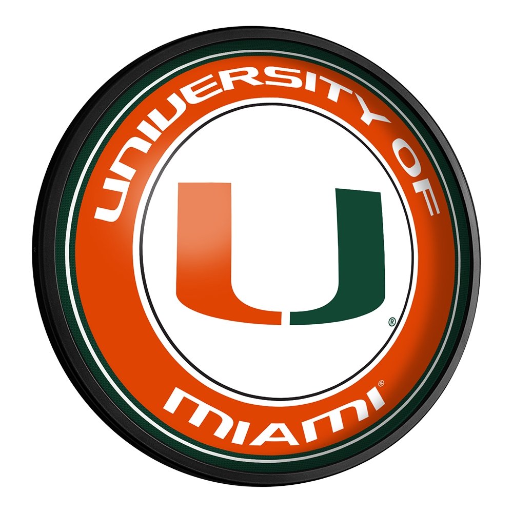 Miami Hurricanes Round Slimline Lighted Wall Sign - The Fan-Brand