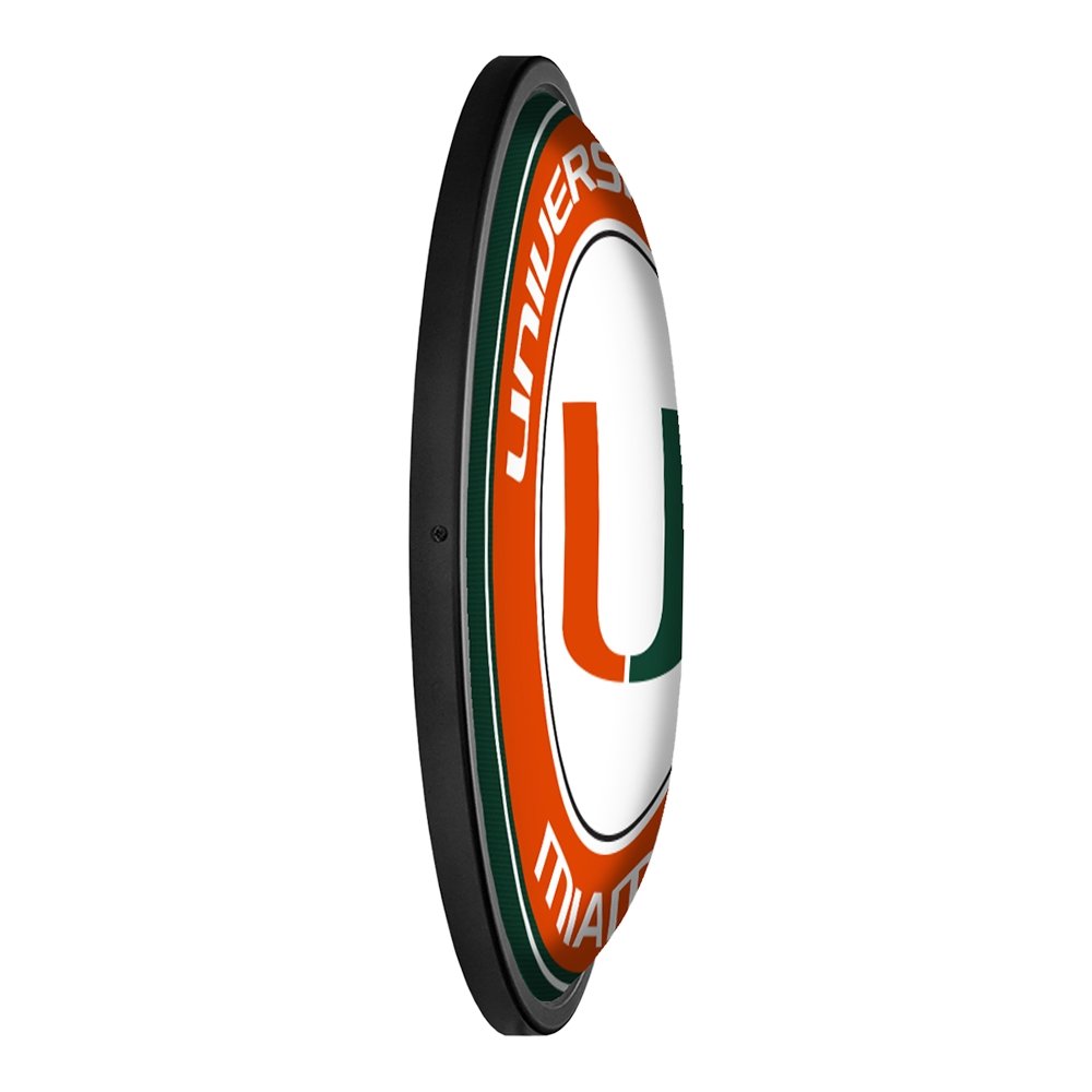 Miami Hurricanes Round Slimline Lighted Wall Sign - The Fan-Brand
