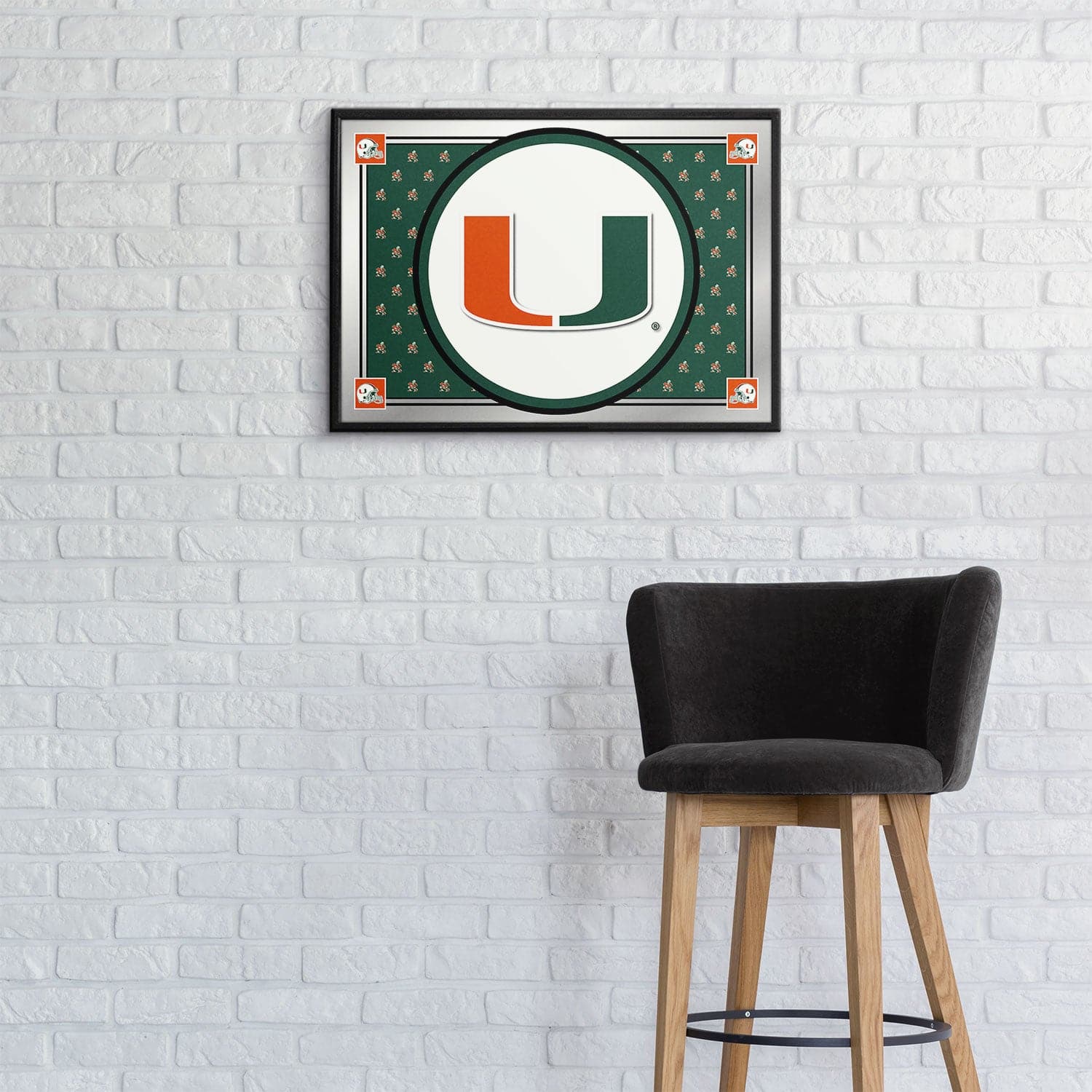 Miami Hurricanes Team Spirit - Framed Mirrored Wall Sign - The Fan-Brand
