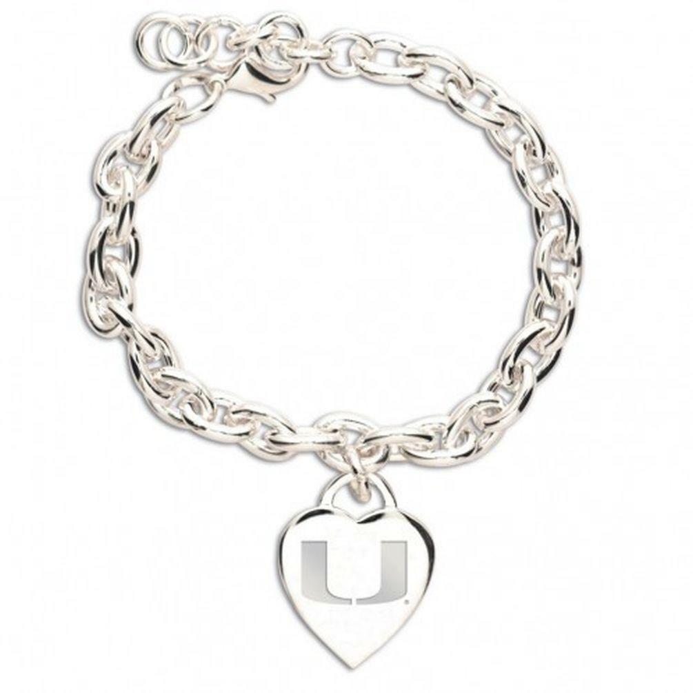 Miami Hurricanes Heart Charm Bracelet