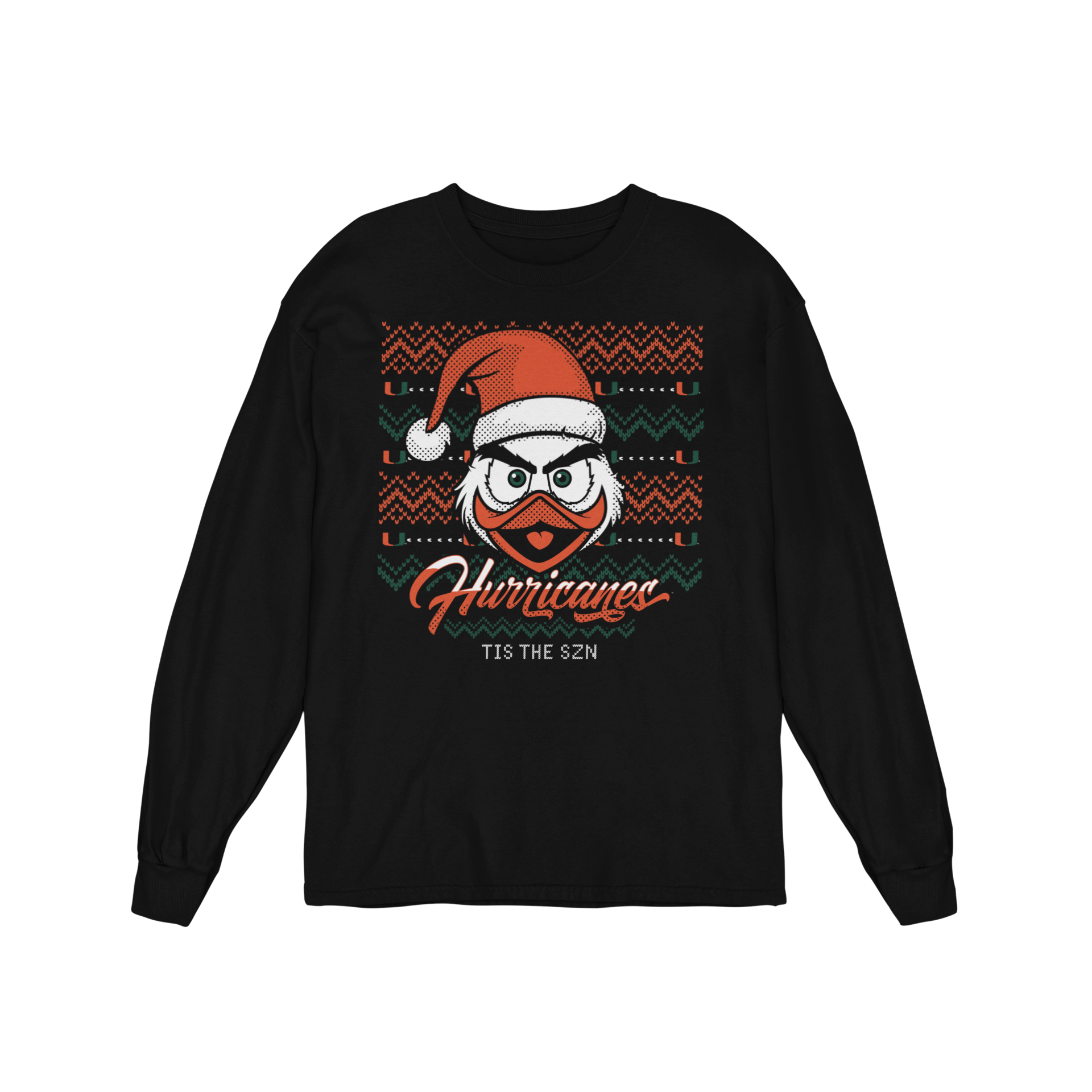 Miami Hurricanes Men's St Nick Sebastian L/S T-Shirt - Black