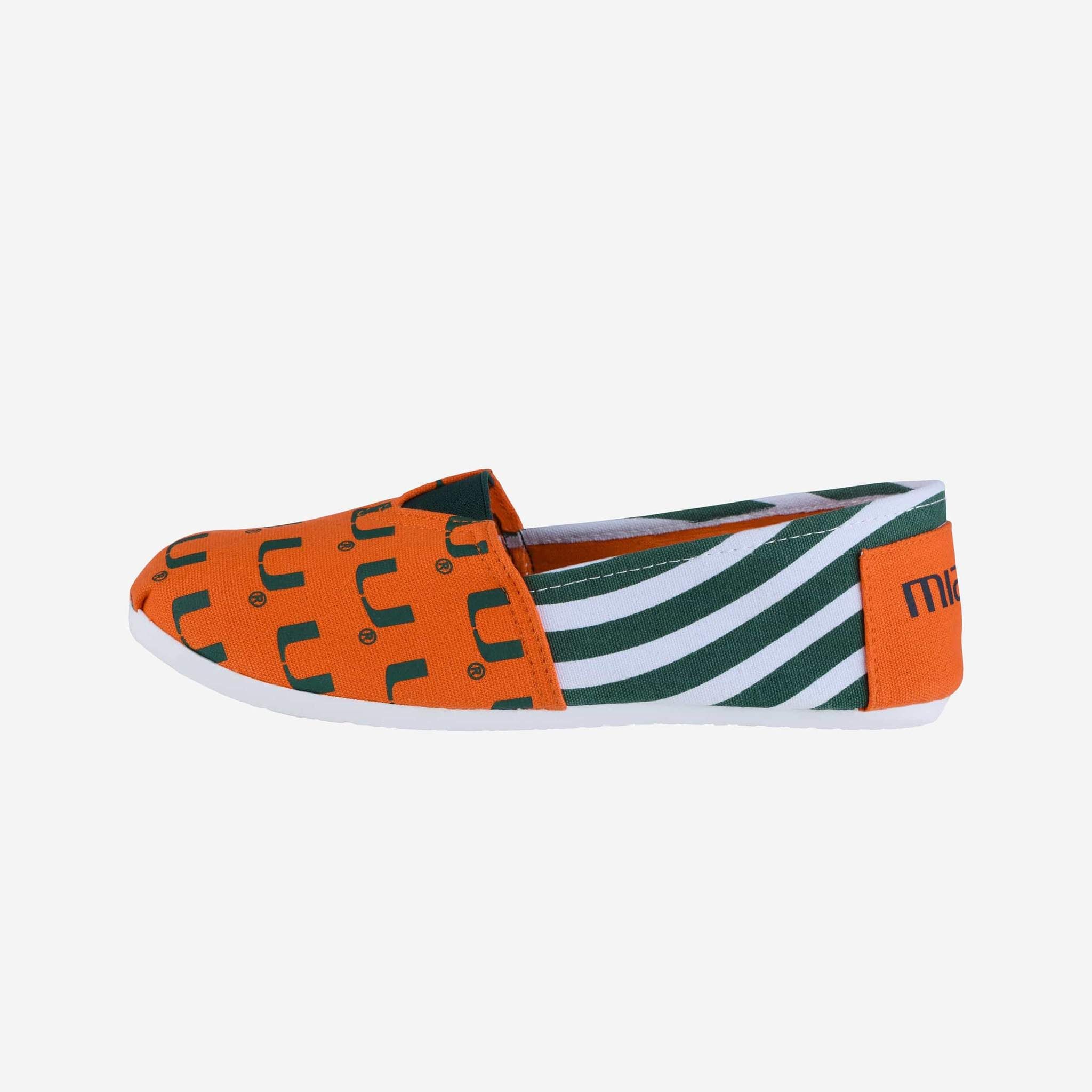 Miami Hurricanes FOCO Women's Striped Canvas Shoe