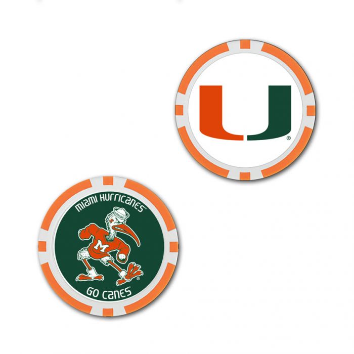 Miami Hurricanes Golf Ball Marker w Vintage Sebastian / Poker Chip