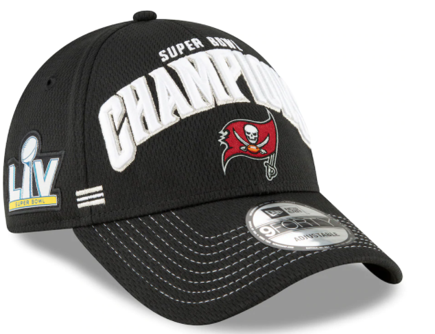 Tampa Bay Buccaneers New Era Super Bowl LV Champions Locker Room 9FORTY Snapback Adjustable Hat - Black