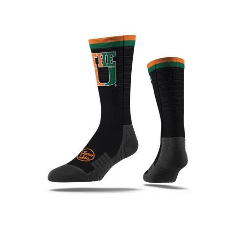 Miami Hurricanes Strideline Dyme Lyfe The U Knit Crew Socks - Black