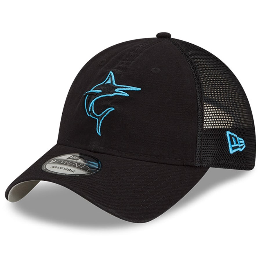 Miami Marlins New Era Batting Practice 9TWENTY Adjustable Hat - Black