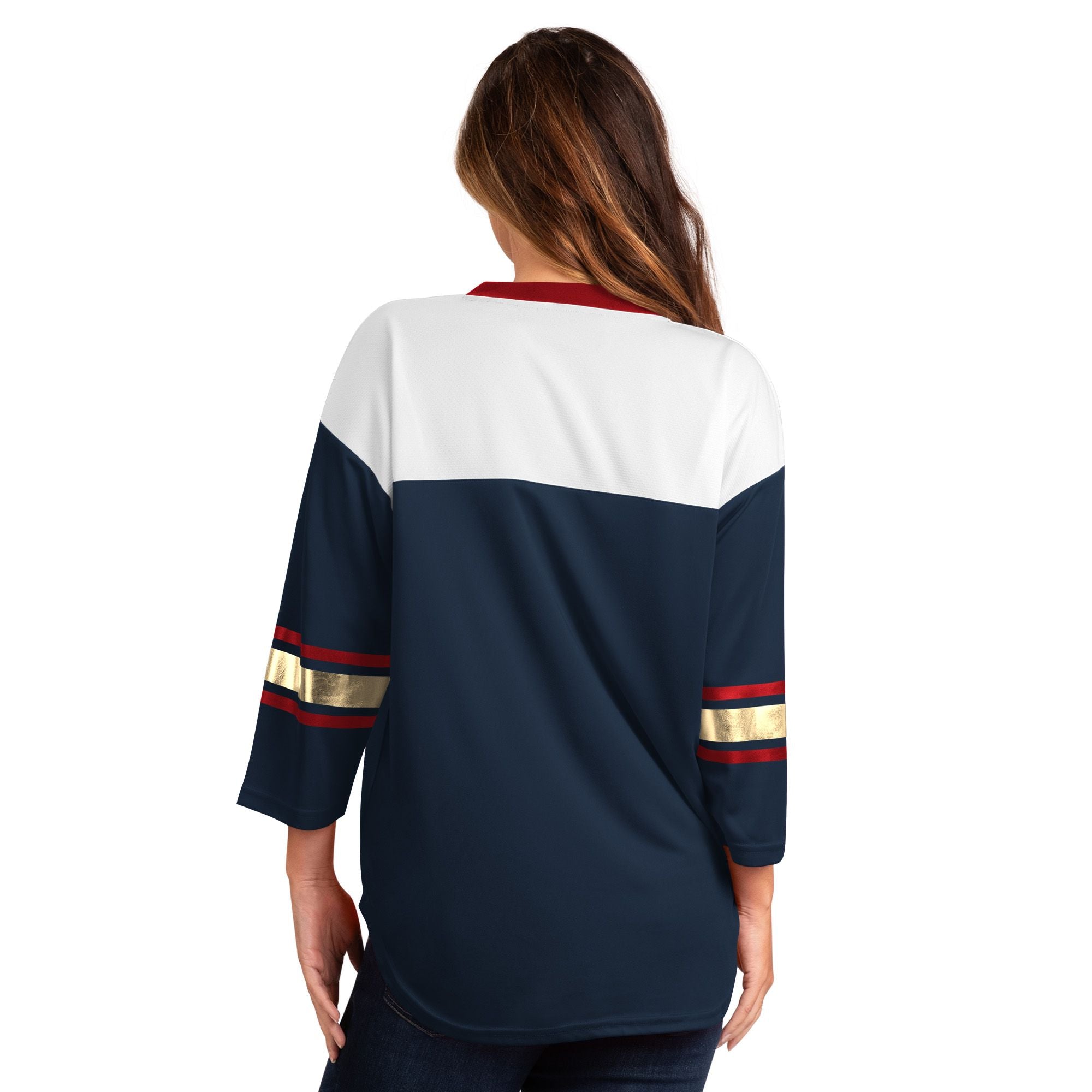 Florida Panthers Women's Jersey Style 3/4 Sleeve Sweatshirt - Navy/White