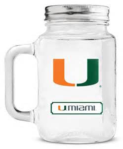 Miami Hurricanes 20oz Mason Jar with Glass Handle - CanesWear at Miami FanWear Drinkware Casey's Distribution CanesWear at Miami FanWear