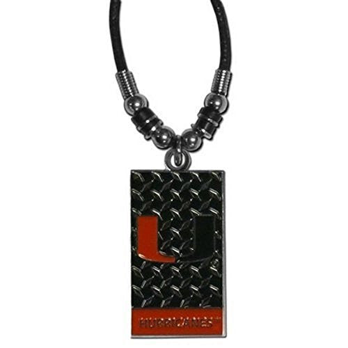 Miami Hurricanes Gridiron Diamond Plate Rope Necklace Pendant