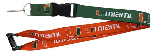 Miami Hurricanes Reversible Lanyard - Green/Orange - CanesWear at Miami FanWear Accessories Aminco CanesWear at Miami FanWear
