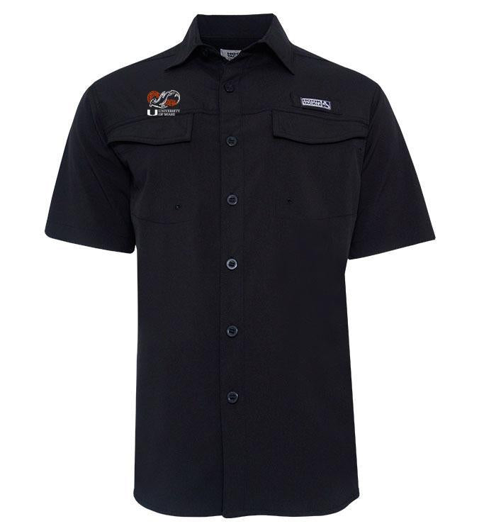 Miami Hurricanes Shark Research Coastline S/S Fishing Shirt - Black