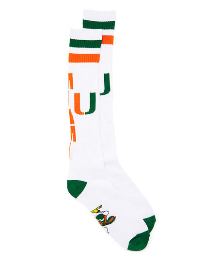 Miami Hurricanes White Tube Sock - CanesWear at Miami FanWear Footwear & Socks Donegal Bay CanesWear at Miami FanWear