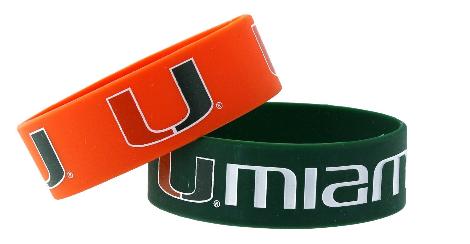 Miami Hurricanes 2 Pack Wide Rubber Bracelet - CanesWear at Miami FanWear Accessories Big Apple CanesWear at Miami FanWear