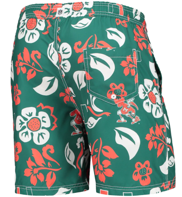 Miami Hurricanes Men’s Floral Volley Evergreen Swim Trunks