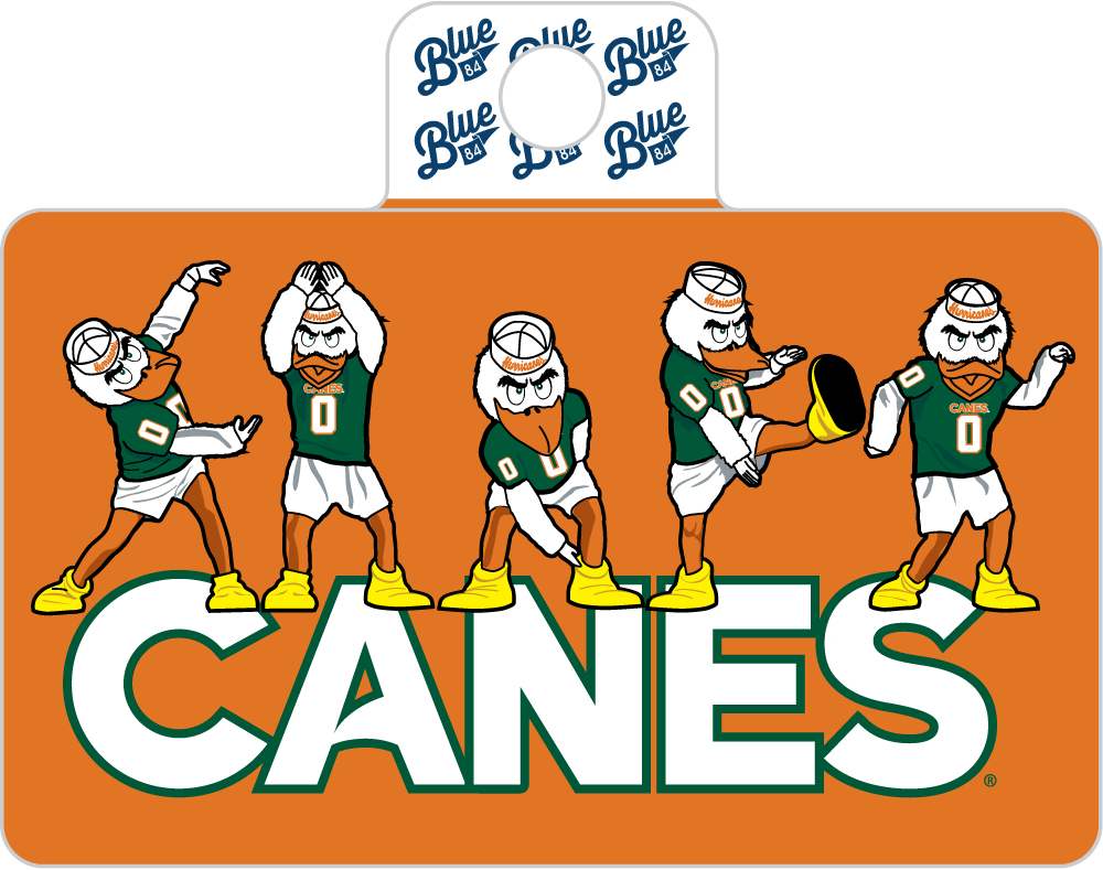 Miami Hurricanes Blue 84 Sebastian C-A-N-E-S Decal