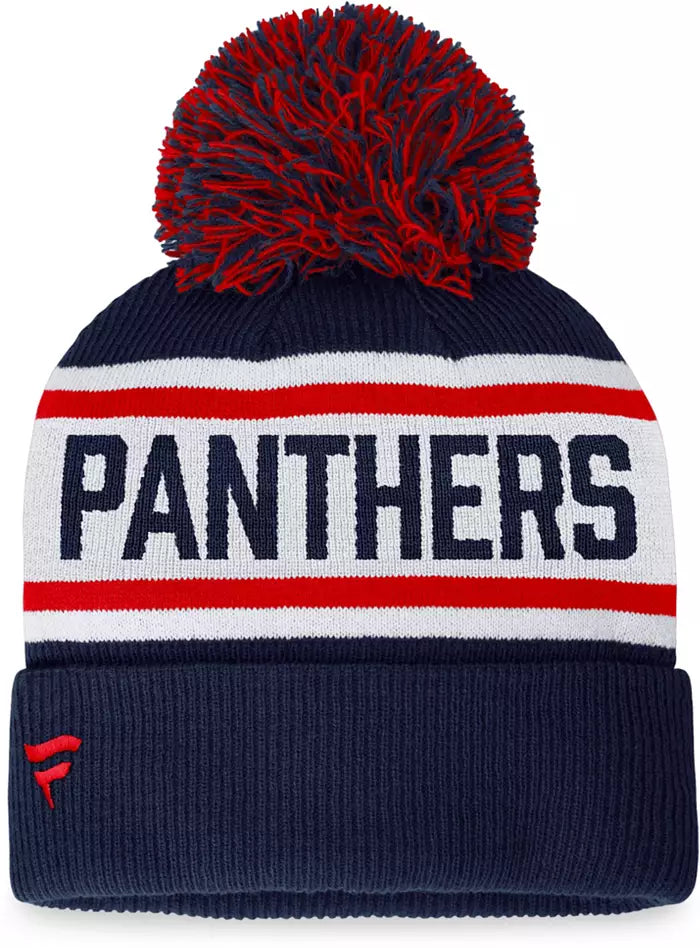 Florida Panthers Women's Fundamental Cuffed Pom Pom Beanie - Navy/White