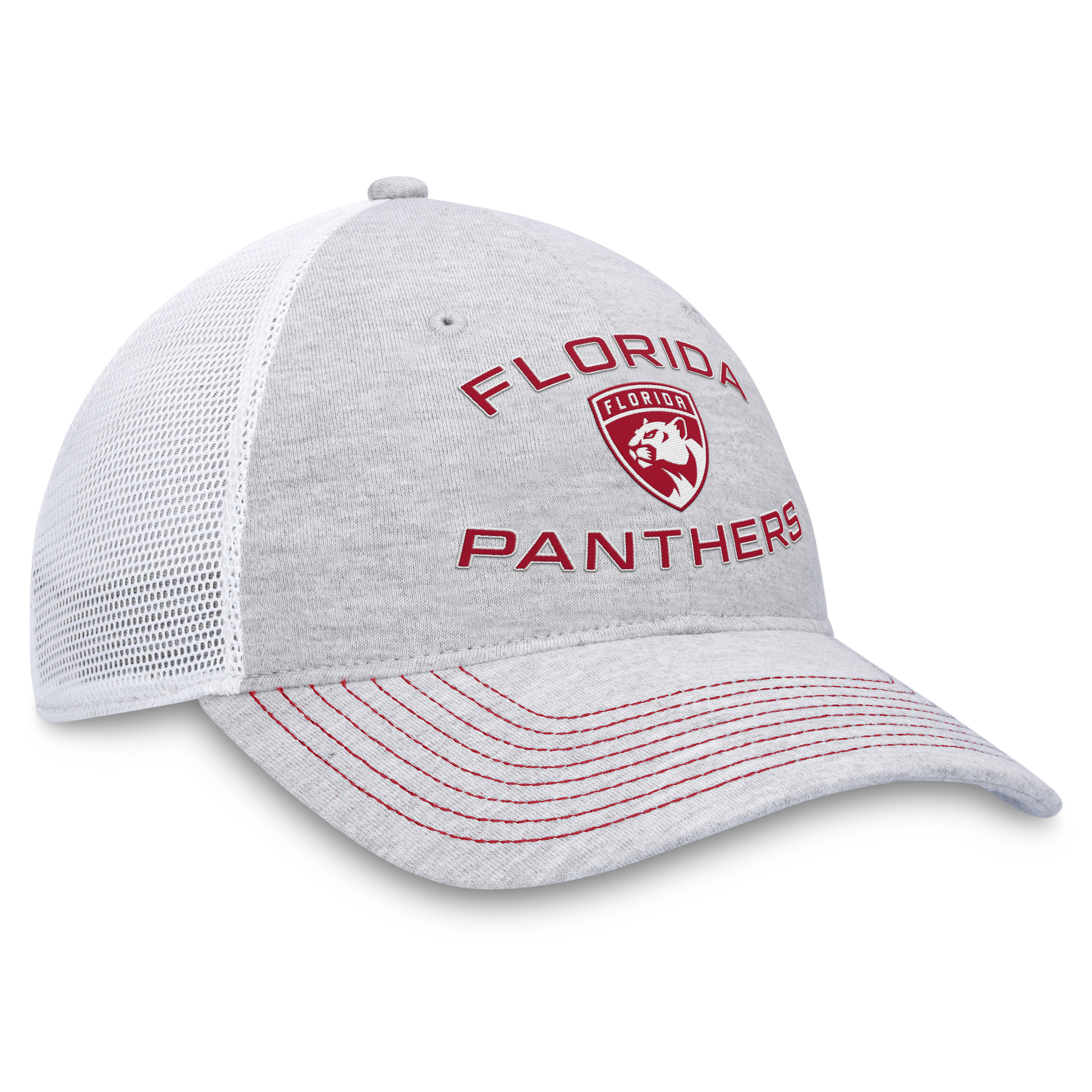 Florida Panthers Fanatics Heathered Mesh Trucker Snapback Hat - Grey/White