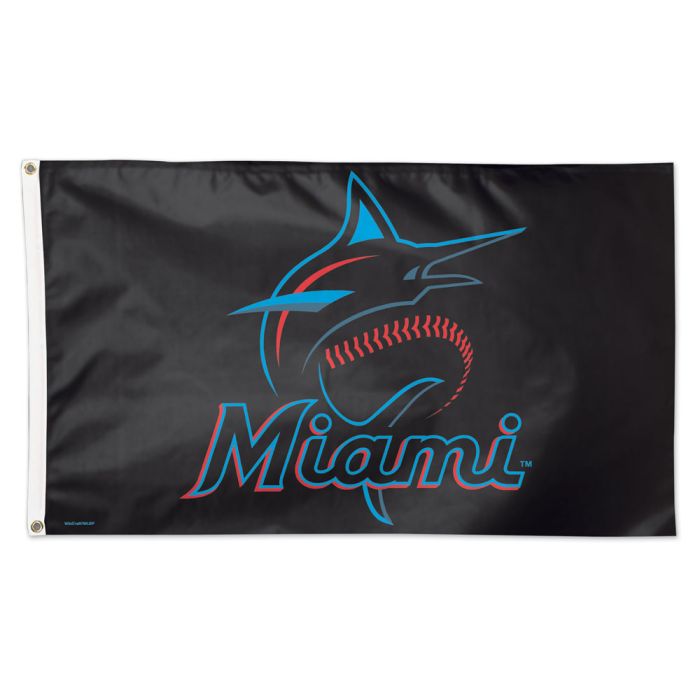 Miami Marlins Secondary Logo 3 x 5 Flag - Black