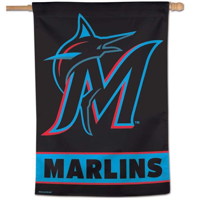 Miami Marlins 2-Sided 28" x 40' Vertical Flag - Black