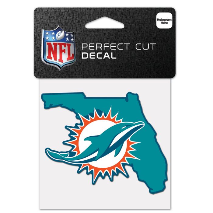 Miami Dolphins State Shaped Perfect Cut 4x4 Decal