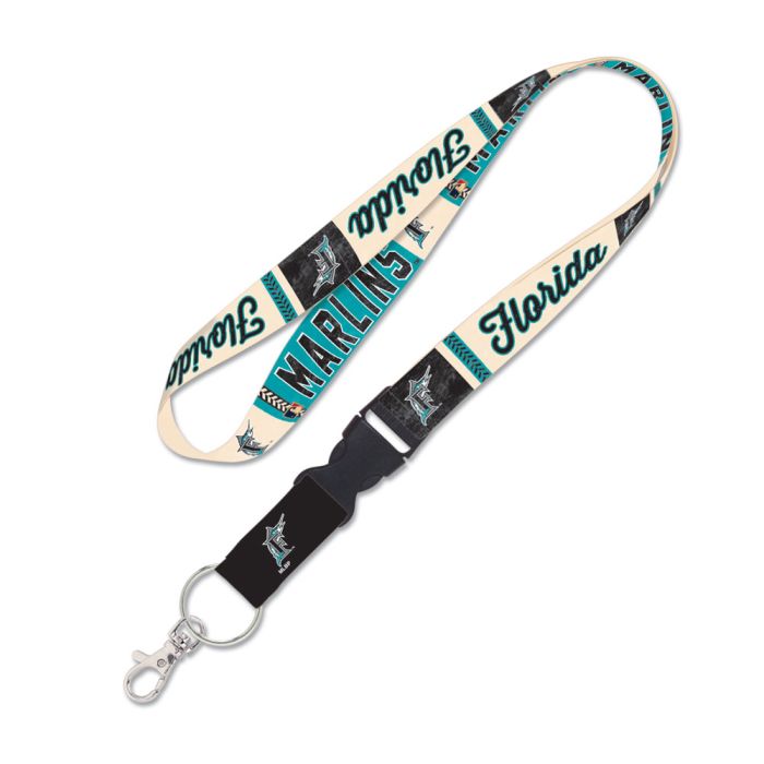 Miami Marlins Cooperstown Retro Logo Lanyard - Cream/Teal