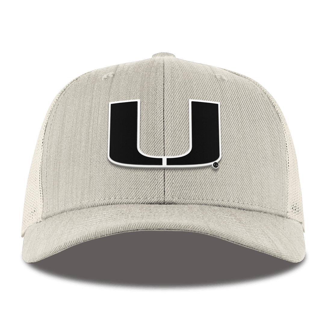 Miami Hurricanes Branded Bills "Vintage Miami Team Logo" Curved Trucker Hat - Beige