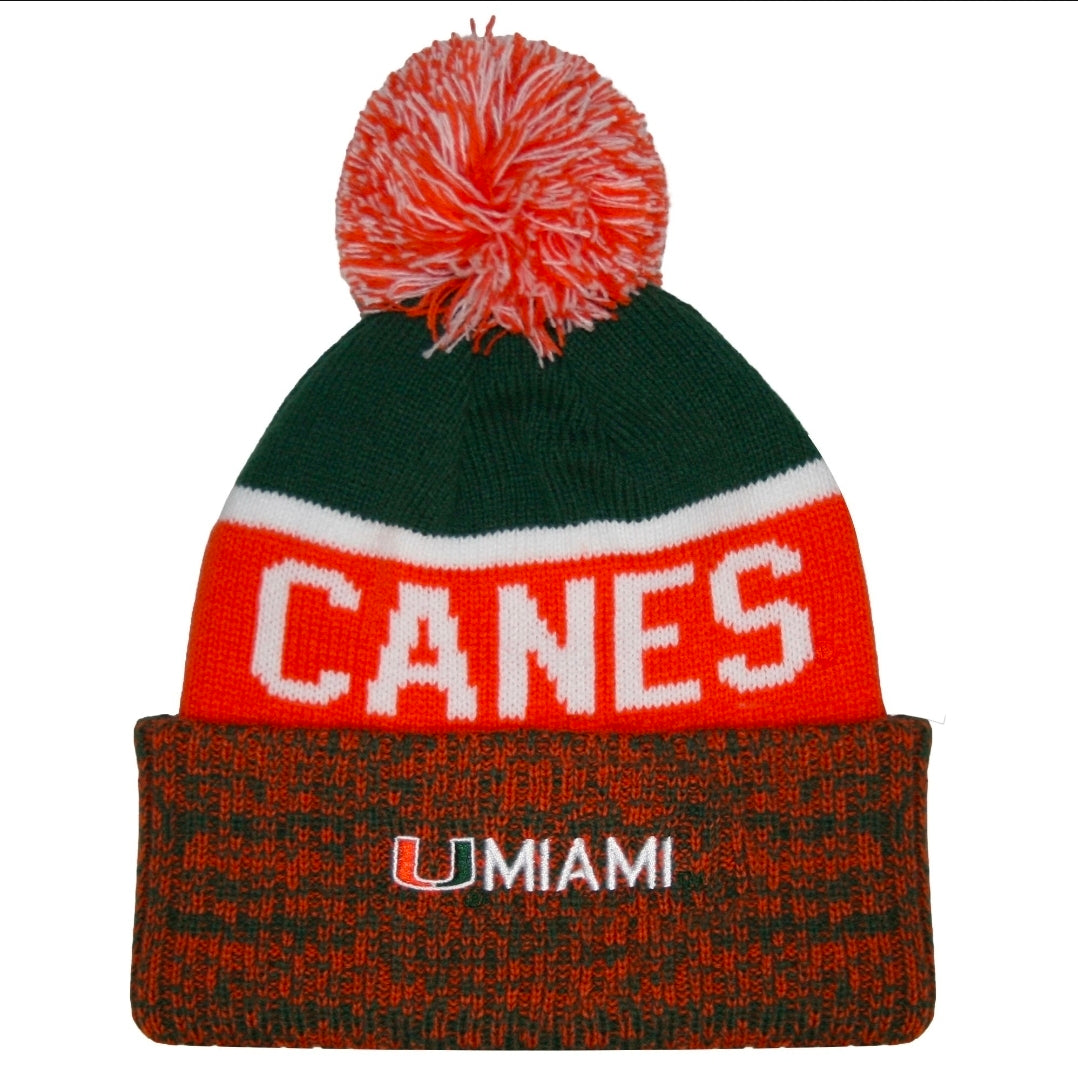 Miami Hurricanes Franchise Club Marble Cuff Knit Beanie - Orange/Green