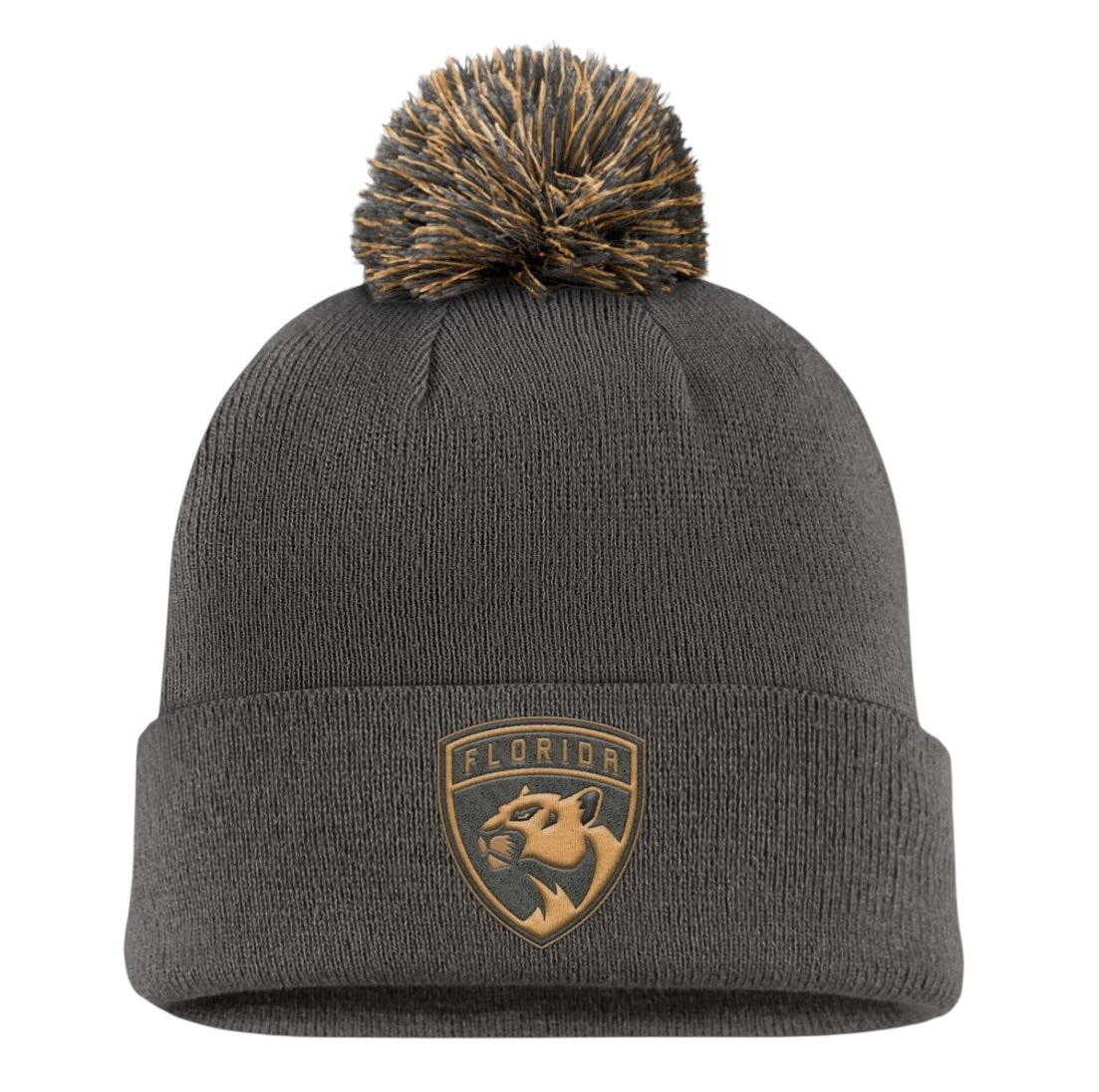Florida Panthers Fanatics Military Appreciation Pom Cuffed Beanie - Army Green
