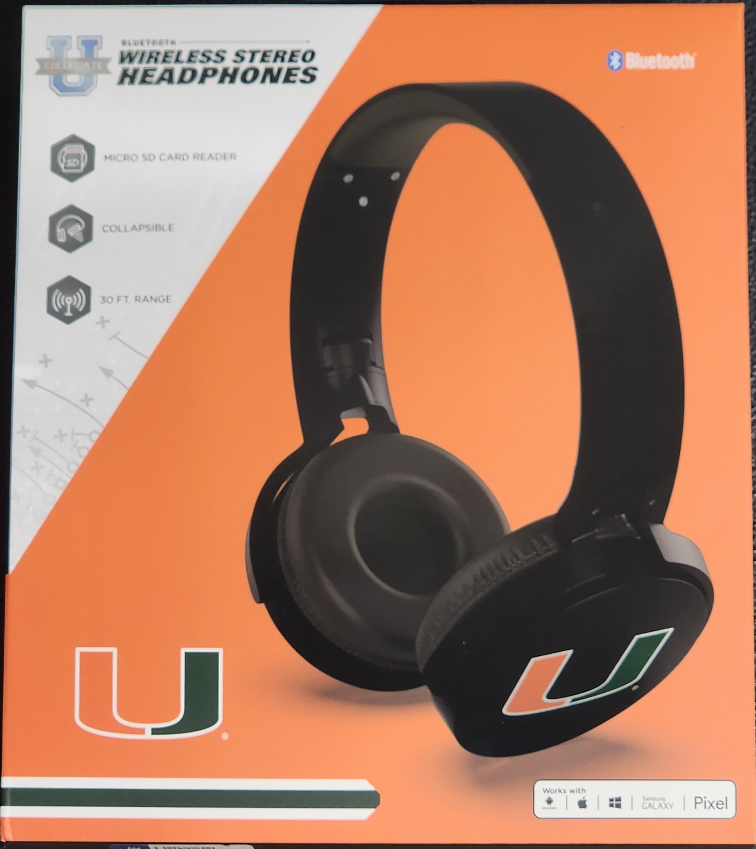 Miami Hurricanes Bluetooth Wireless Stereo Headphones