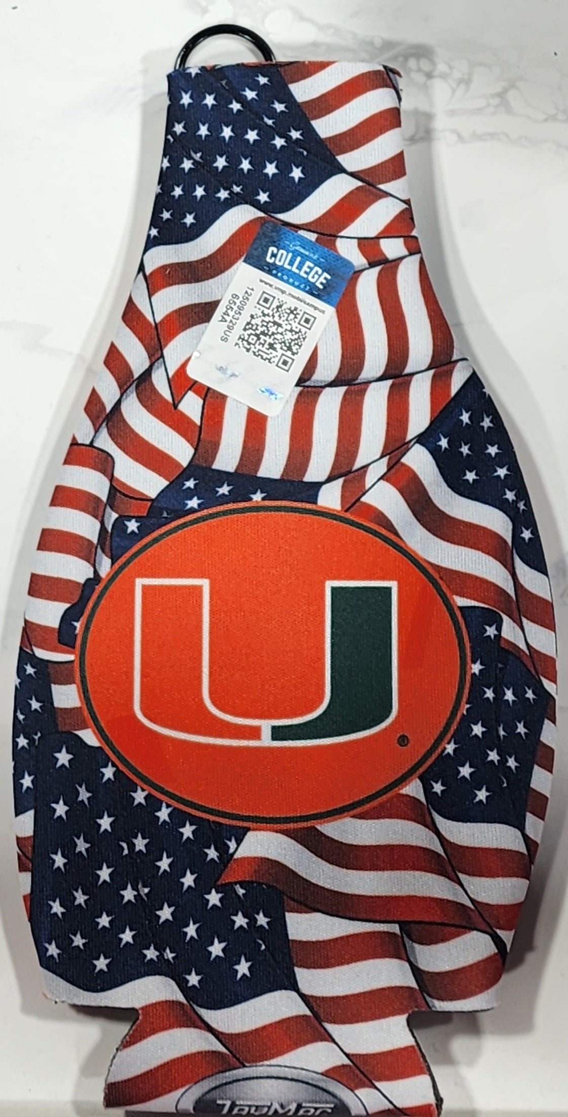 Miami Hurricanes U Zipper Coozie - Patriotic