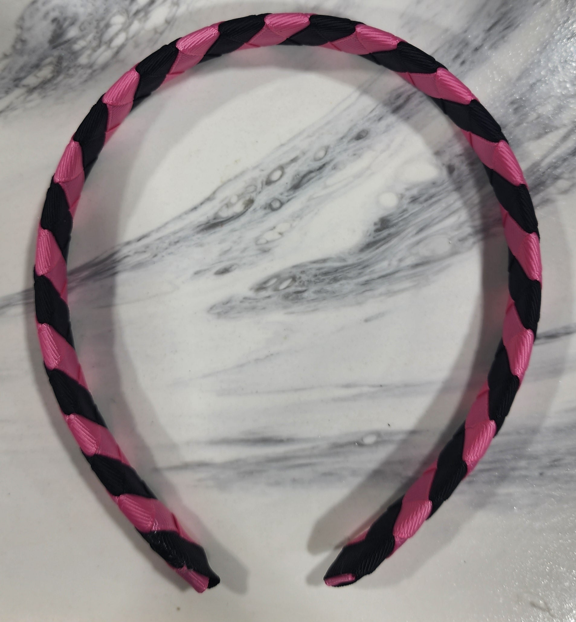 Pink and Black Striped Headband