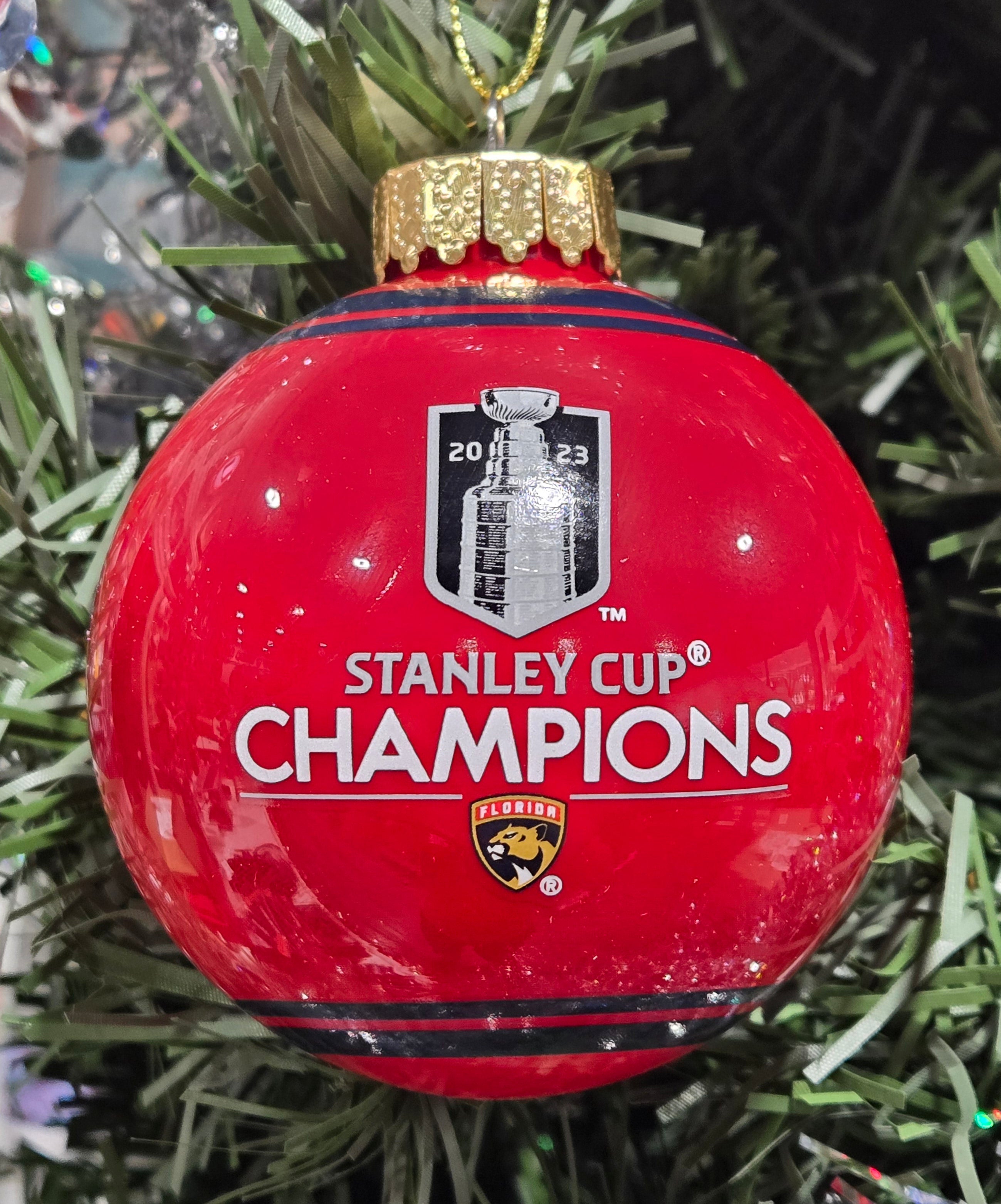 Florida Panthers Stanley Cup Champions Glass Ball Ornament - Red