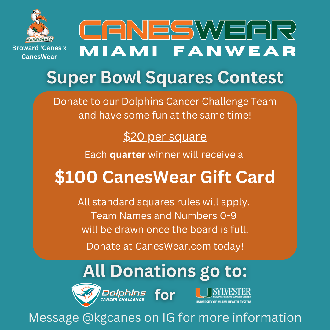 2026 Dolphins Cancer Challenge Donation Super Bowl Squares