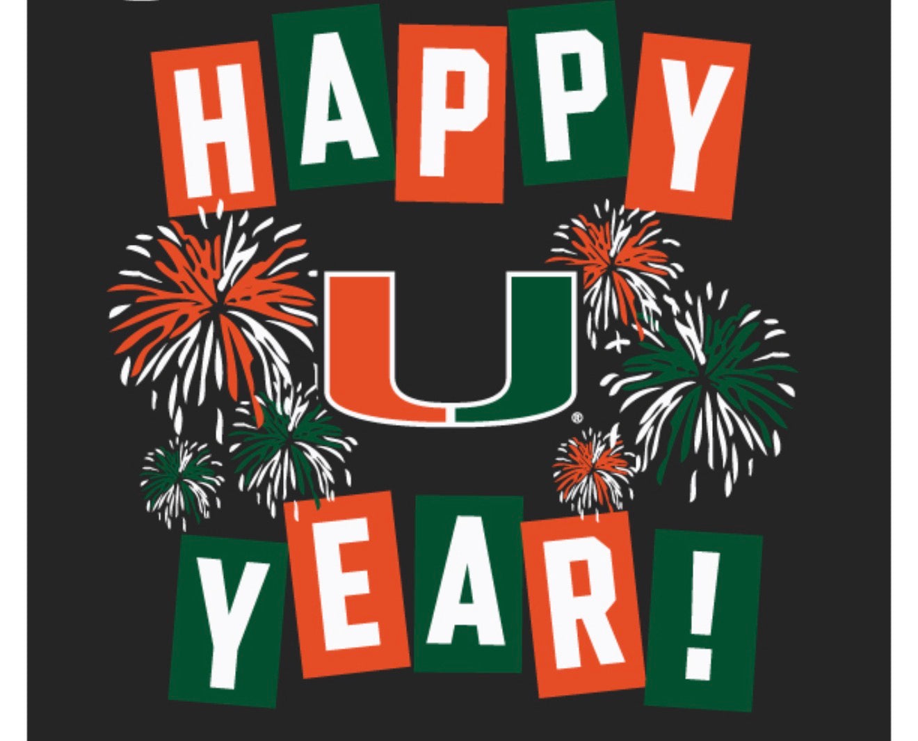 Miami Hurricanes Happy U Year T-Shirt - Black