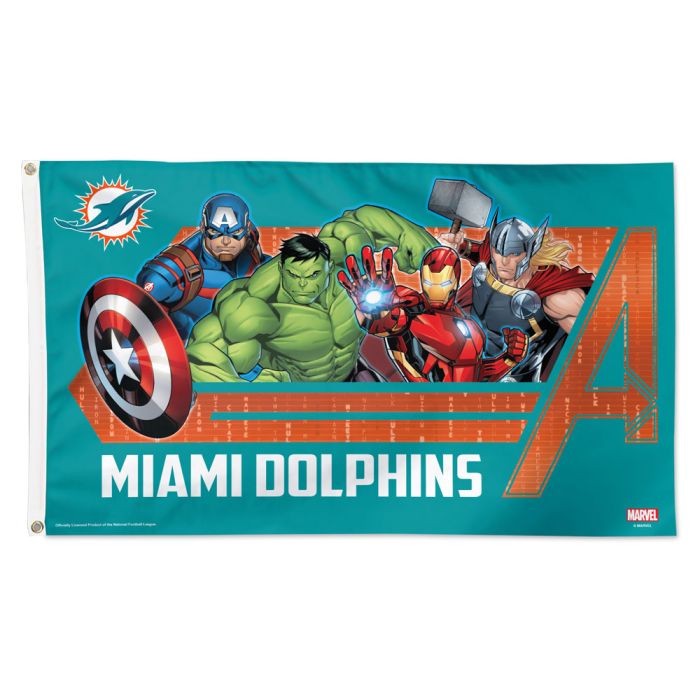 Miami Dolphins 3' x 5' Deluxe Marvel Flag - Orange