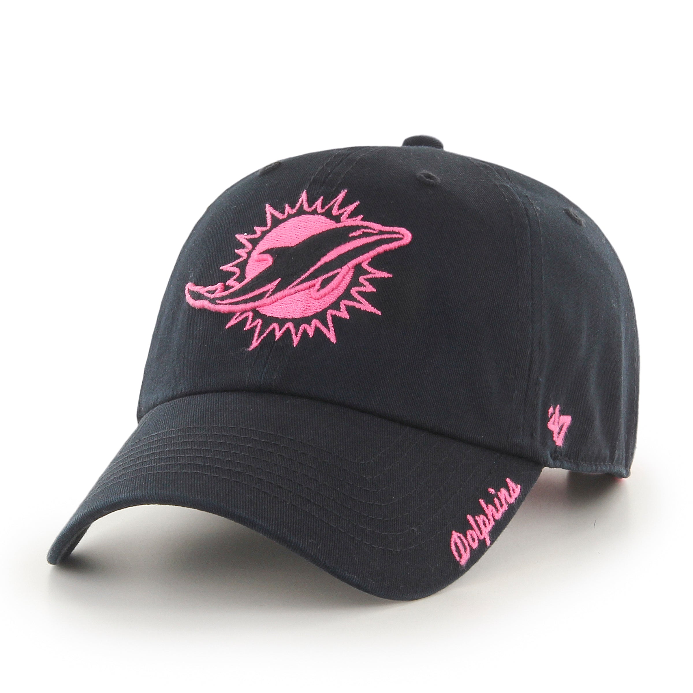 Miami Dolphins 47 Brand Womens Skyler Clean Up Adjustable Hat - Black/Pink