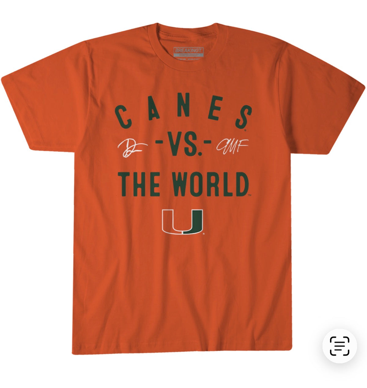 Miami Hurricanes Canes Against The World NIL T-Shirt - Orange