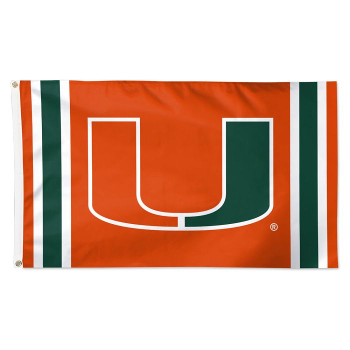 Miami Hurricanes Vertical Stripes 3'x5' Deluxe Flag - Orange